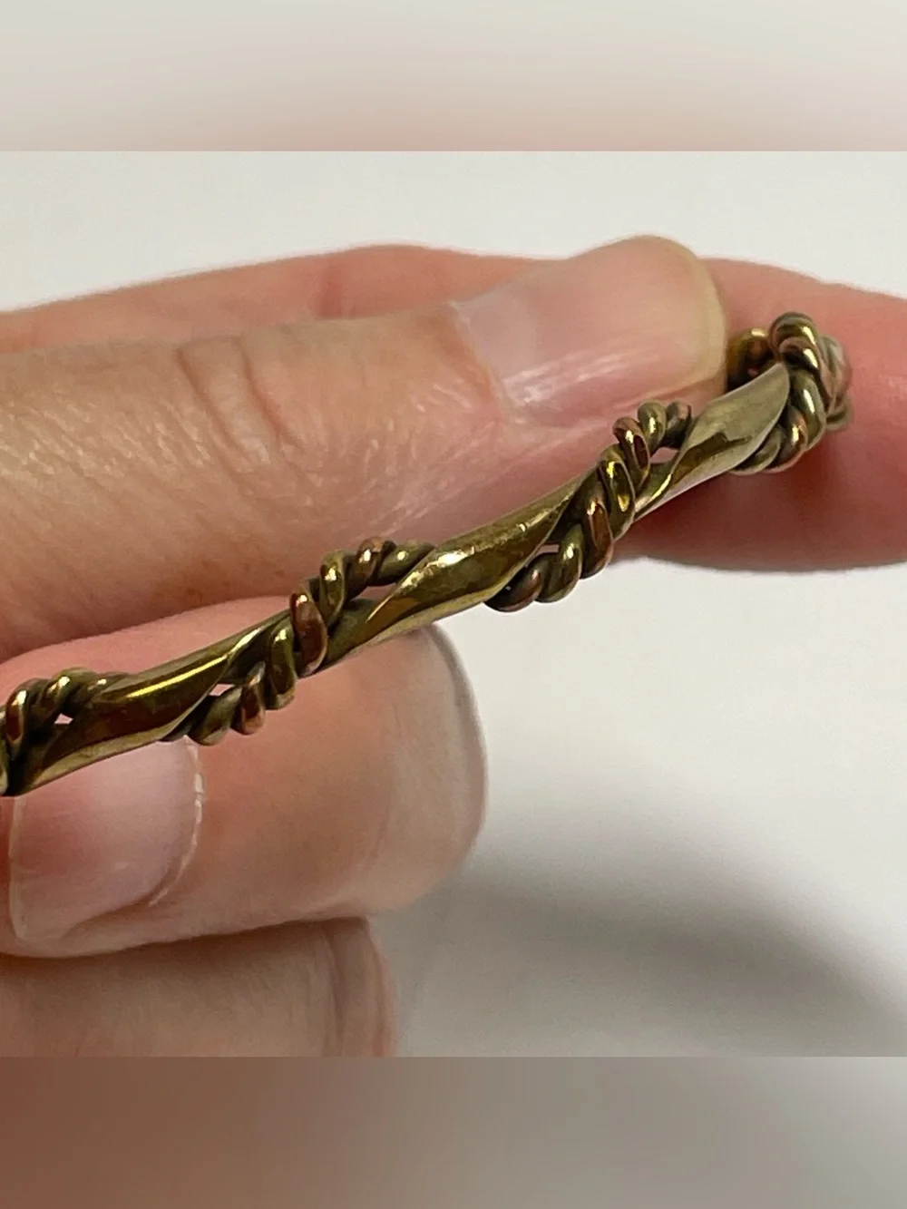 Vintage Artisan Crafted Twist Multicolor Mixed Metal Coppery Cuff Bracelet 8.86g